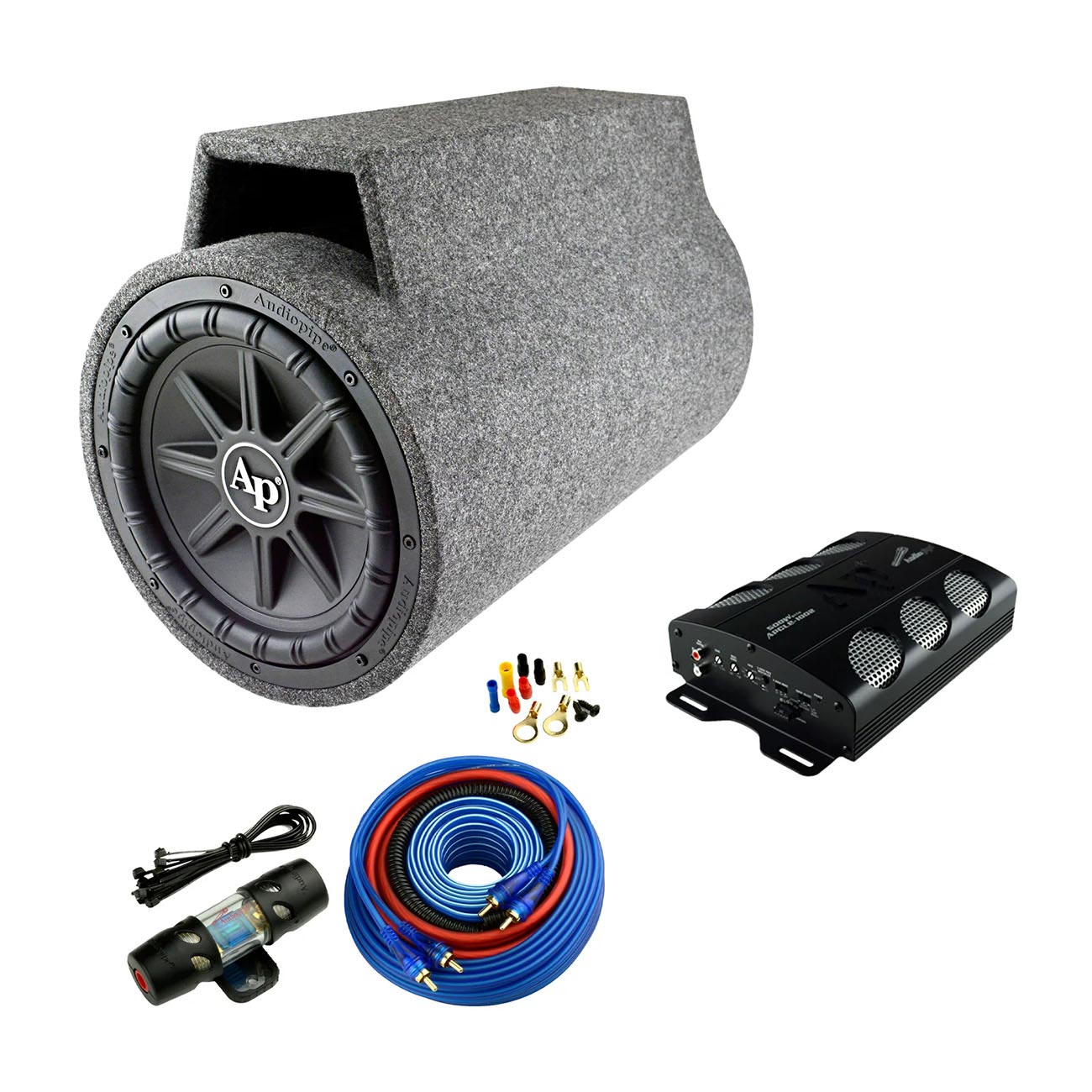 Audiopipe 10" Single Vented Loaded Tube 800 Watt Super Bass Combo Package