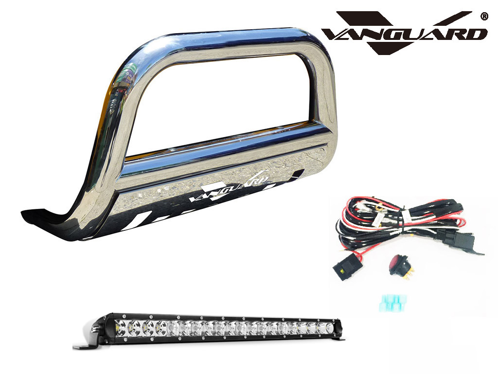 VGUBG-1015SS 2.5 inch Stainless Steel Bull Bar with Skid Plate and 20 inch Light Bar