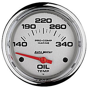 GAUGE, OIL TEMP, 2 5/8IN, 140-300DEGREEF, ELECTRIC, MARINE CHROME