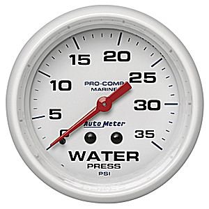 GAUGE, WATER PRESS, 2 5/8IN, 35PSI, MECHANICAL, MARINE WHITE