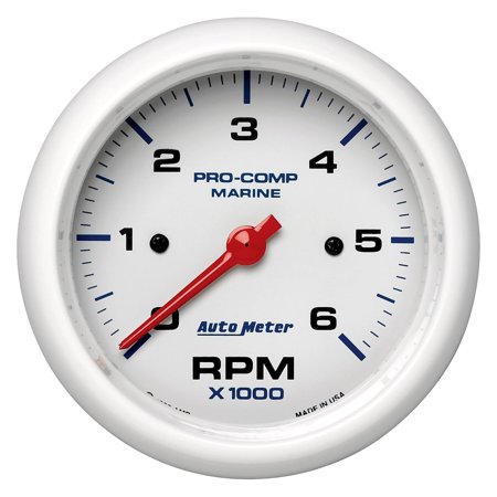 GAUGE TACHOMETER 3 3/8IN 6K RPM MARINE WHITE