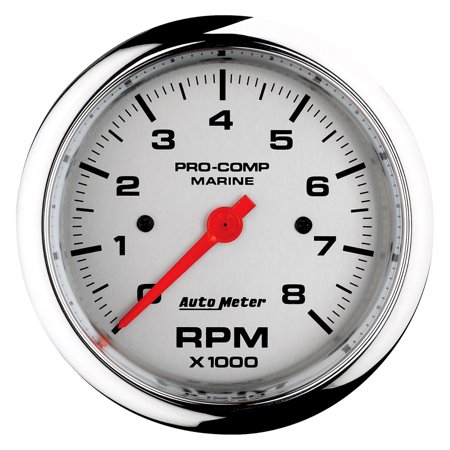 GAUGE TACHOMETER 3 3/8IN 8K RPM MARINE CHROME