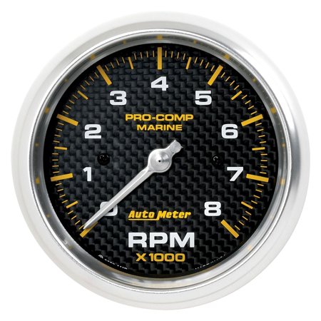 GAUGE TACHOMETER 3 3/8IN 8K RPM MARINE CARBON FIBER