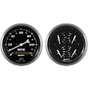 GAUGE KIT 2 PC. QUAD & SPEEDOMETER 3 3/8IN OLD TYME BLACK