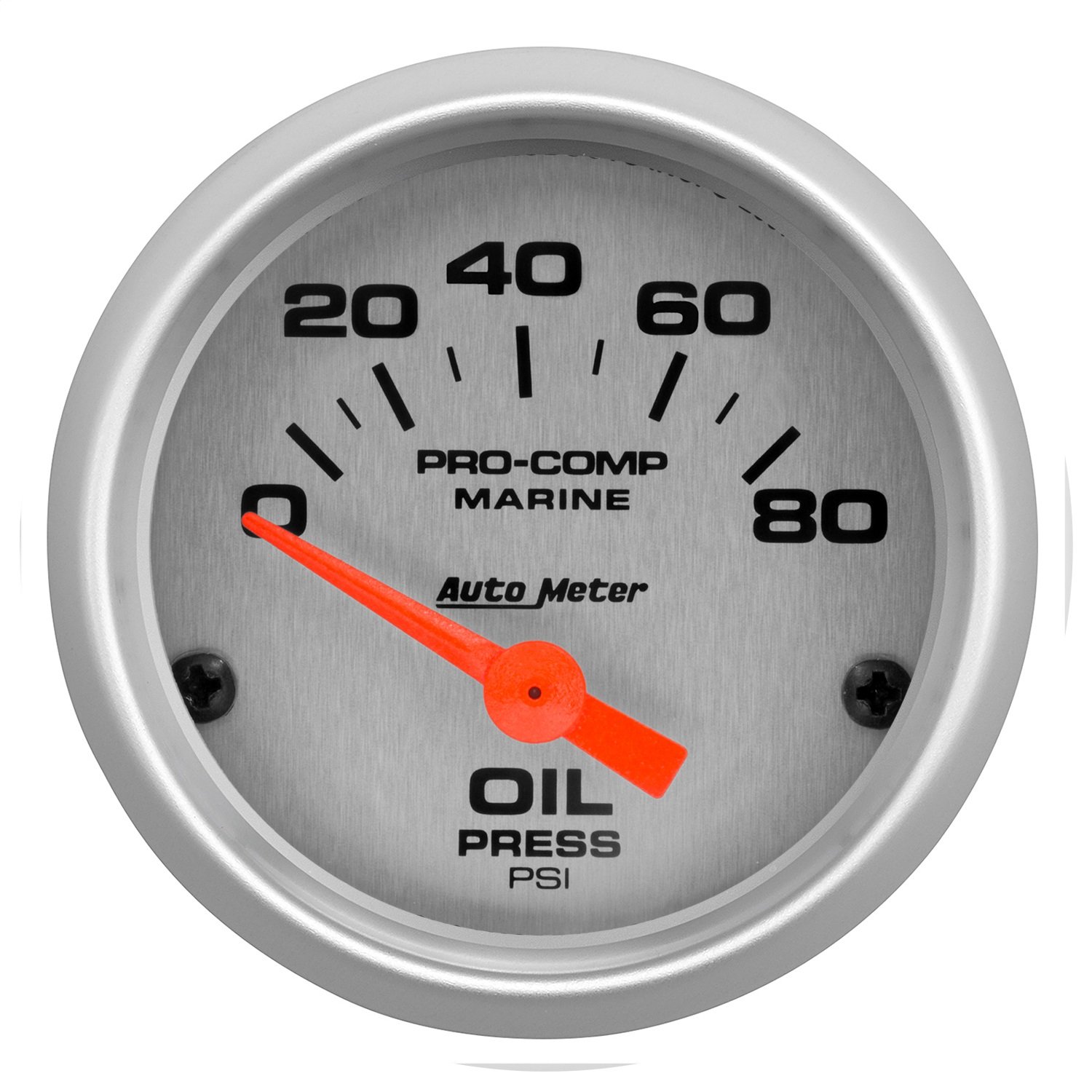 GAUGE OIL PRESSURE 2 1/16IN 80PSI ELECTRIC MARINE SILVER