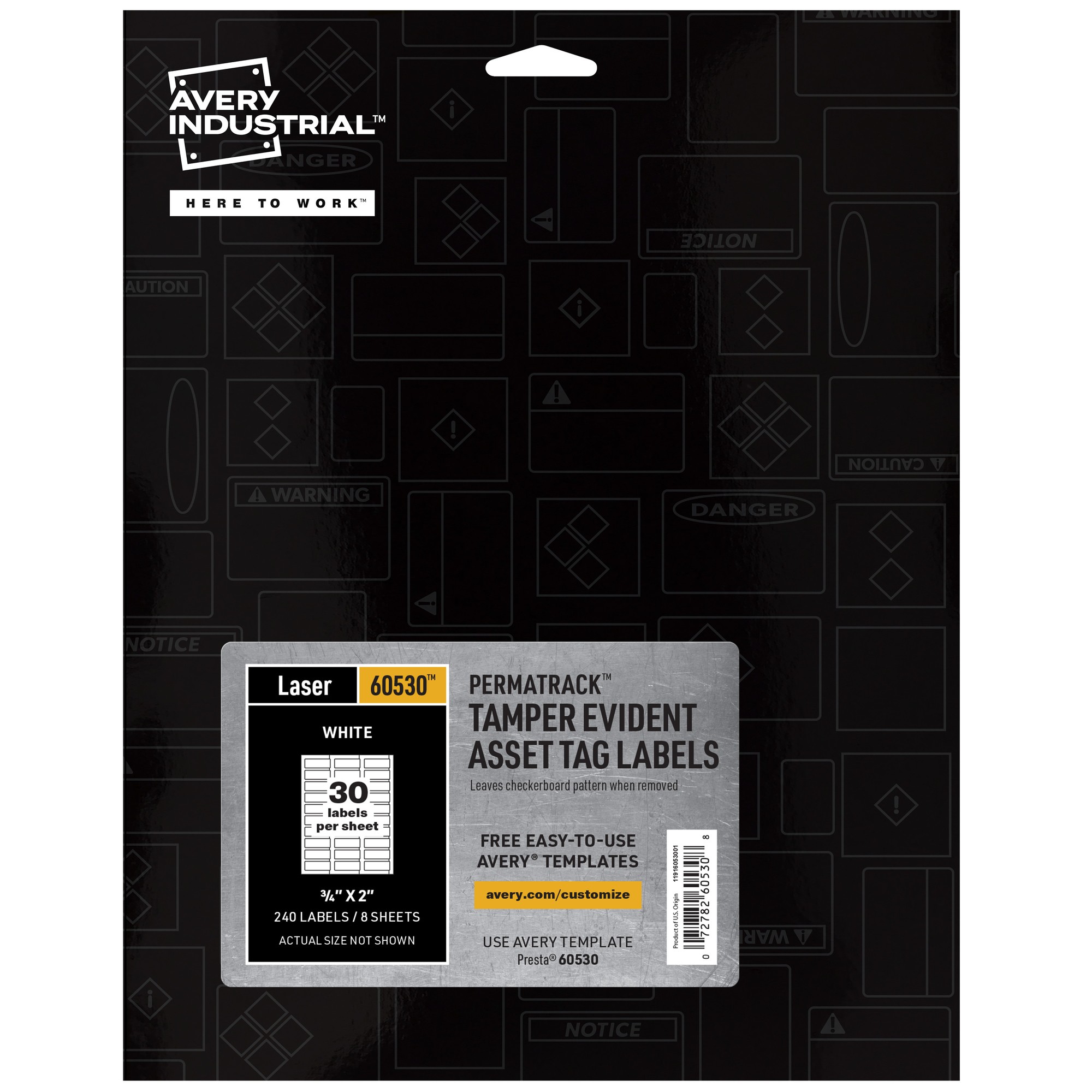 Avery PermaTrack Tamper-Evident Asset Tag Labels - 0.75" Length x 2" Width - Rectangular - 240 / Pack - Matte White