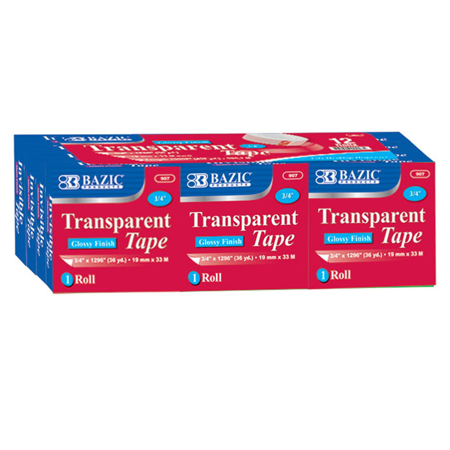 Tape Refill, Transparent Tape, 3/4" x 1296", 12 Per Pack, 2 Packs