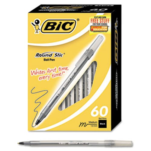 Round Stic Xtra Life Ball Pen, Black, Pack of 60