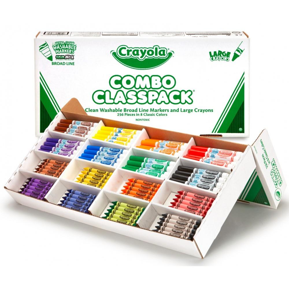 Classpack Crayons w/Markers, 8 Colors, 128 Each Crayons/Markers, 256/Box