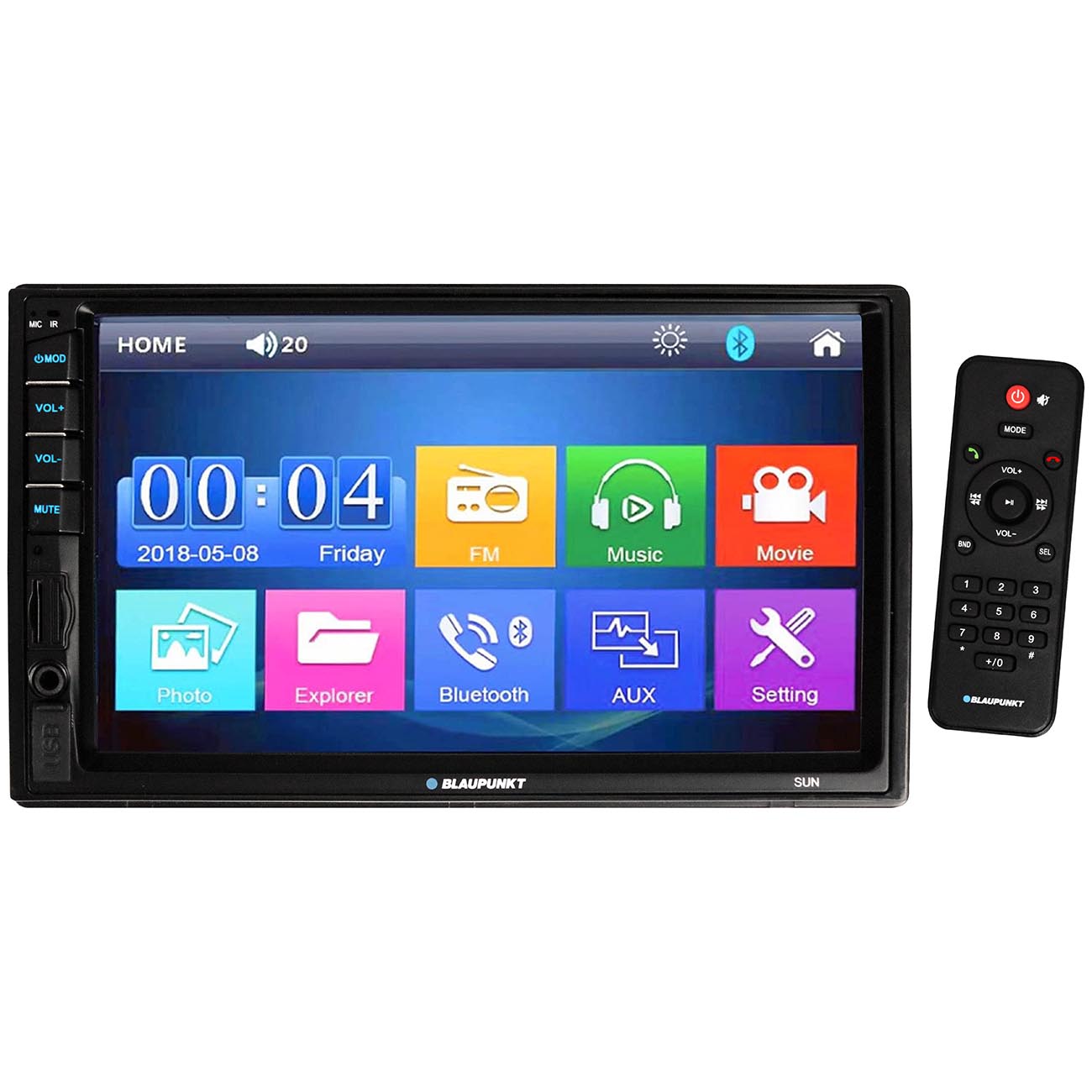 Blaupunkt 7" D-DIN MECHLESS Fixed Face Touchscreen Receiver with MirrorLink BT USB/SD & Remote