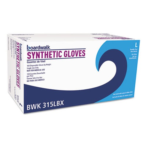 Powder-Free Synthetic Vinyl Gloves, Large, Cream, 4 mil, 1000/Case