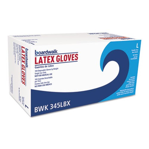 General-Purpose Latex Gloves, Natural, Large, Powder-Free, 4.4 mil, 1000/Case