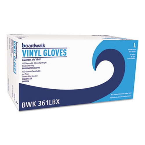 Exam Vinyl Gloves, Clear, Large, 3 3/5 mil, 1000/Case