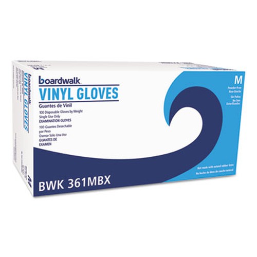 Exam Vinyl Gloves, Clear, Medium, 3 3/5 mil, 1000/Case