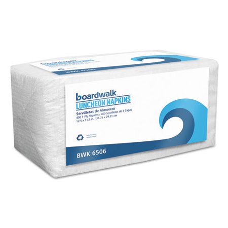 Office Packs Lunch Napkins, 1-Ply, 12 x 12, White, 400/Pack
