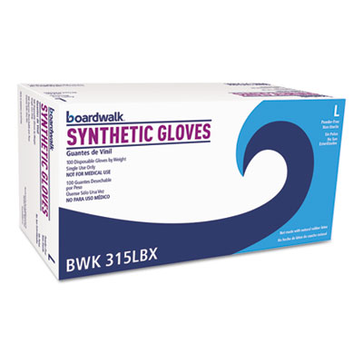 Powder-Free Synthetic Vinyl Gloves, Large, Beige, 4 mil, 100/Box
