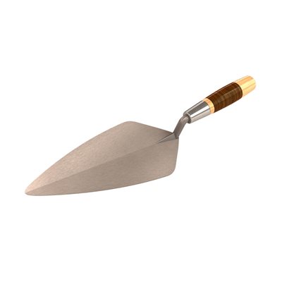 Narrow London Pro Carbon Steel Brick Trowel - 9" With Leather Handle