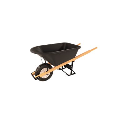 Poly Tray Barrow - 5 3/4 Cu Ft - Single Flat Free Tire Wood Handle