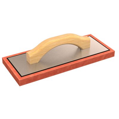 RED RUBBER FLOAT -12" x 5" x 3/4" - WOOD HANDLE