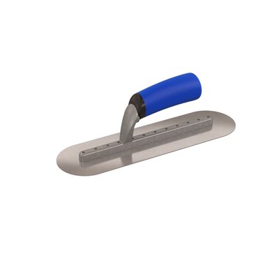 ROUND END FINISHING TROWEL - 12" x 3 1/2" - LONG SHANK WITH COMFORT GRIP HANDLE