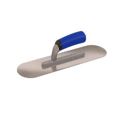 ROUND END FINISHING TROWEL - 14" x 4" - SHORT SHANK WITH COMFORT GRIP HANDLE