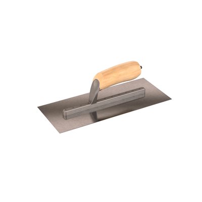 SQUARE END FINISHING TROWEL - 12" x 5" - LONG SHANK WITH WOOD HANDLE