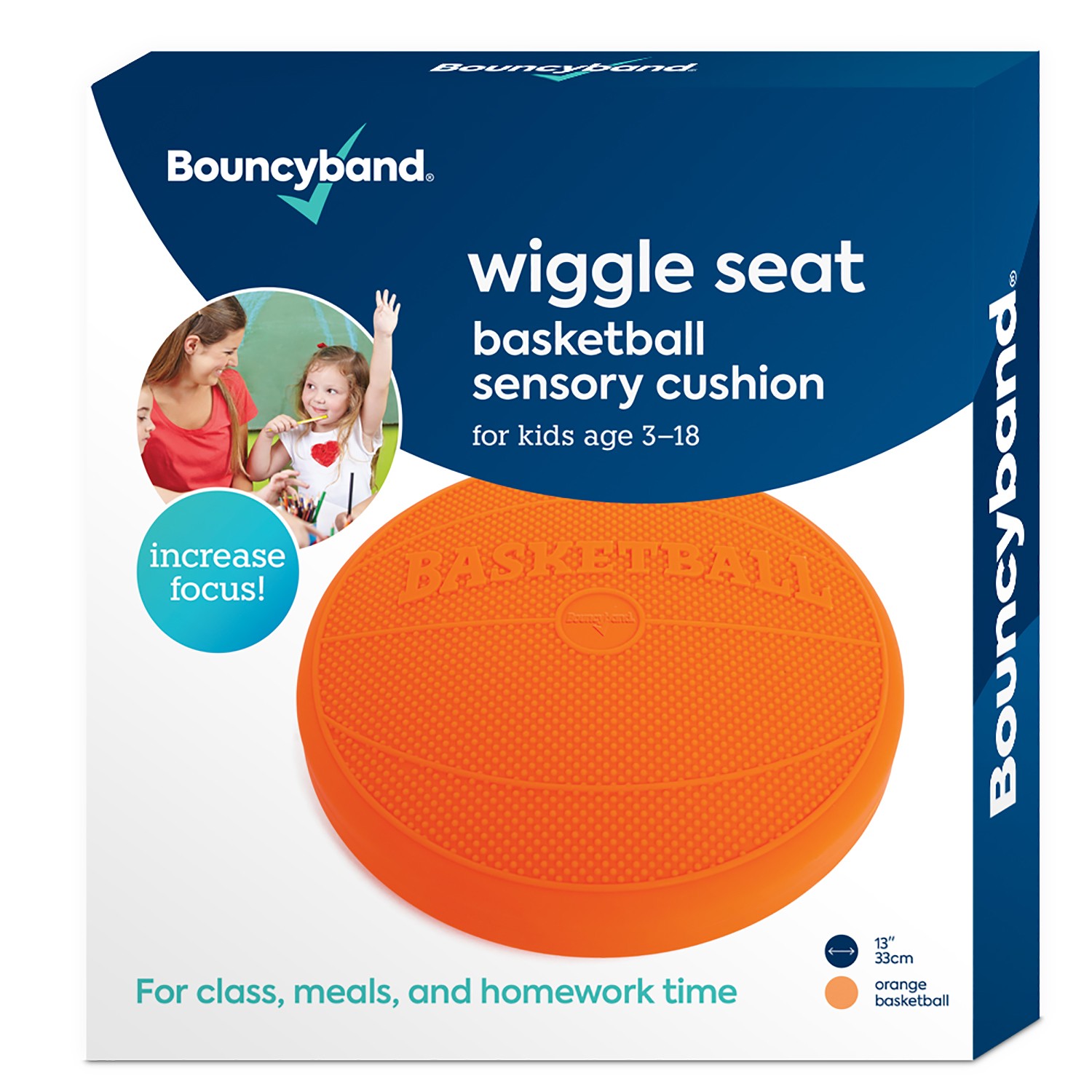 Wiggle Seat Sensory Cushion, Orange Basketball