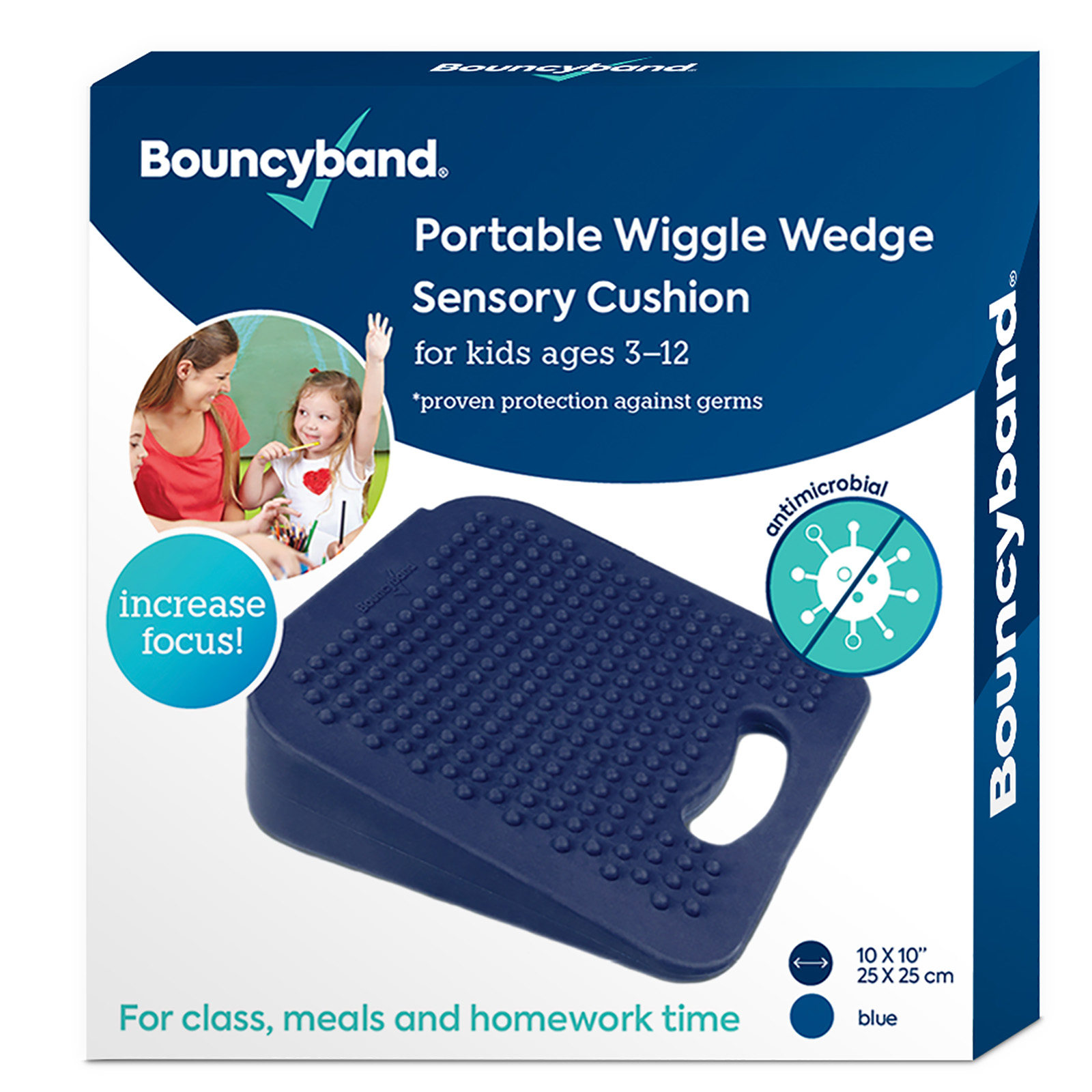 Antimicrobial Wiggle Wedge Sensory Cushion, 10" Square