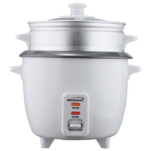 Brentwood TS-380S Rice Cooker 10 Cup Capacity with Steamer, White