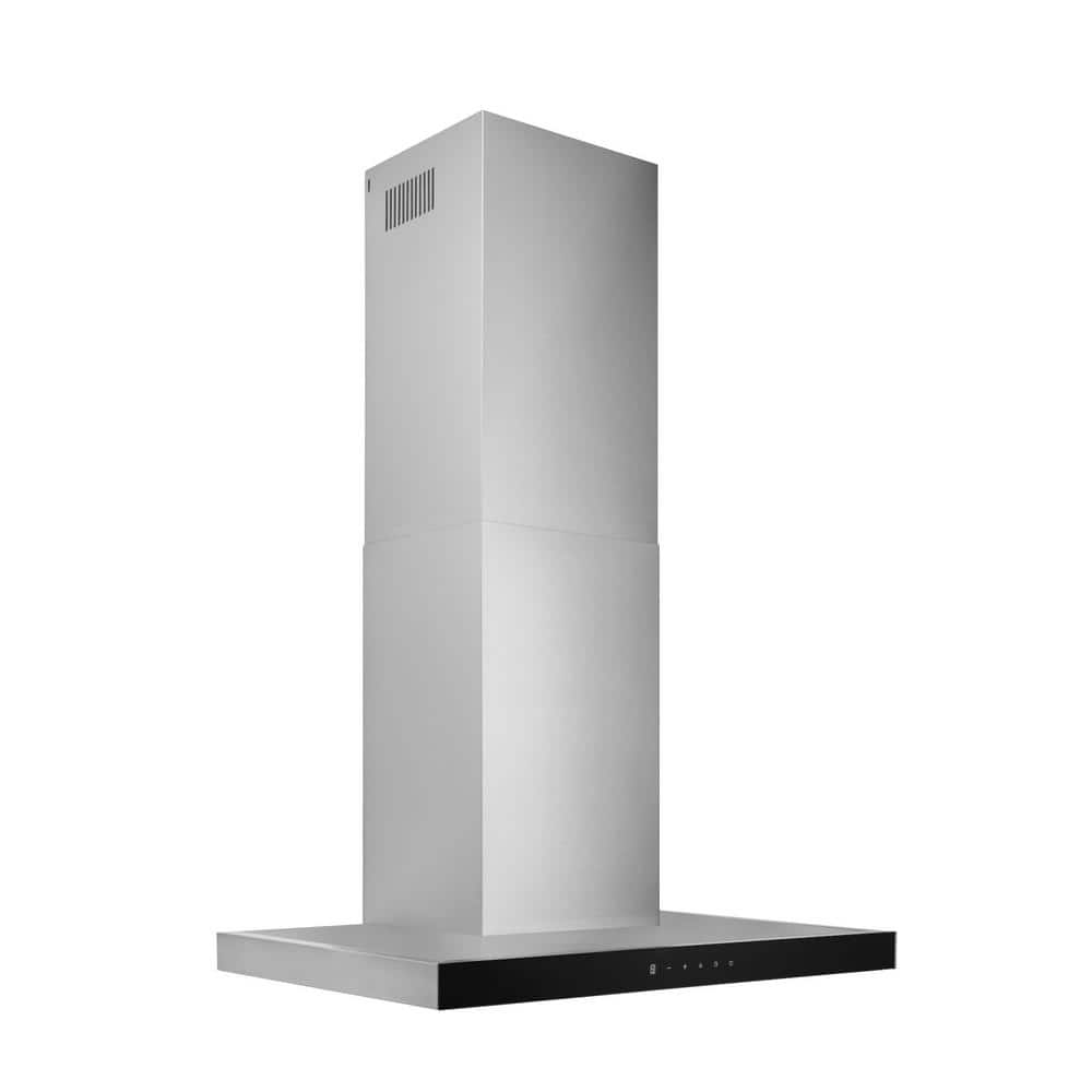 30" T-Stlye Chimney Hood, 450CFM Max, Black Glass