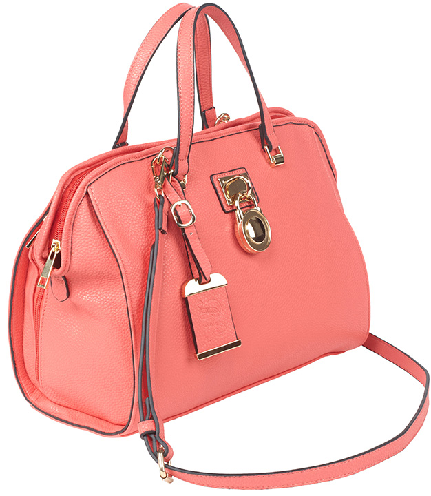 Bulldog Satchel Style Purse w/Holster Coral 16Inch x 9.5Inch x 5.5Inch