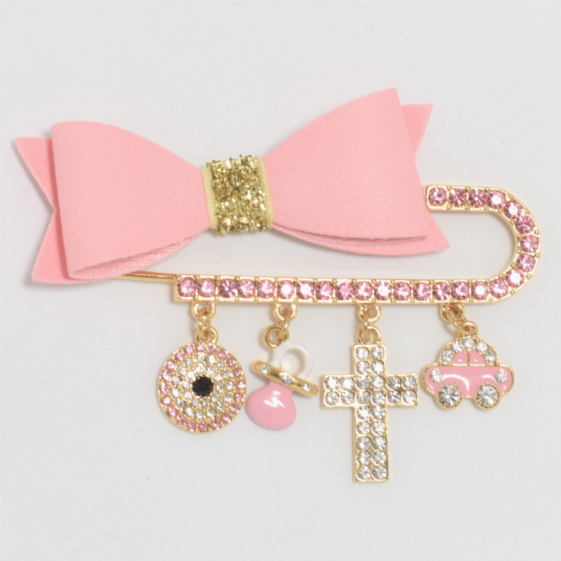 Baby Pins - Cross Pink BowPin for girls