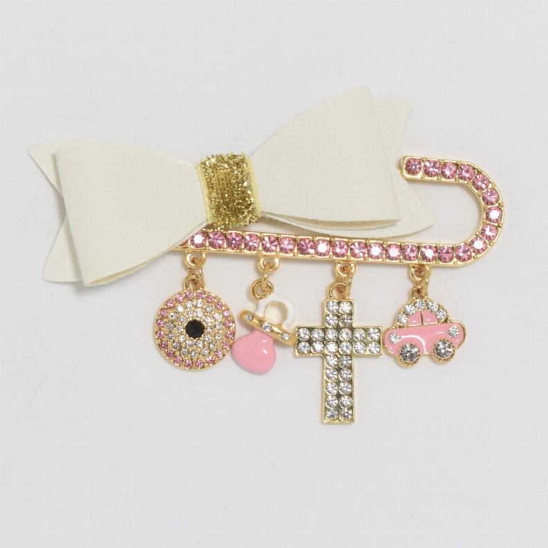 Baby Pins - Cross White BowPin for girls