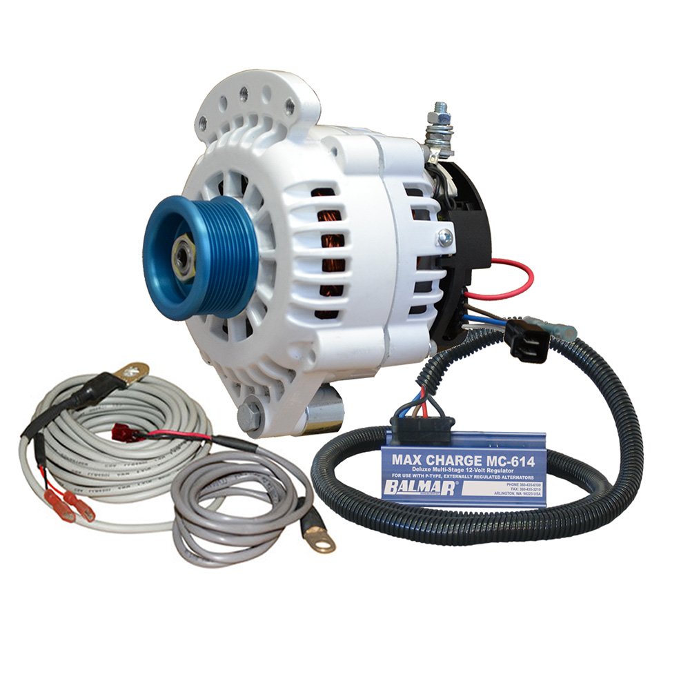 Balmar Alternator 100 AMP Kit 12V 1-2" Single Foot Spindle Mount J10 Pulley Regulator & Temp Sensor