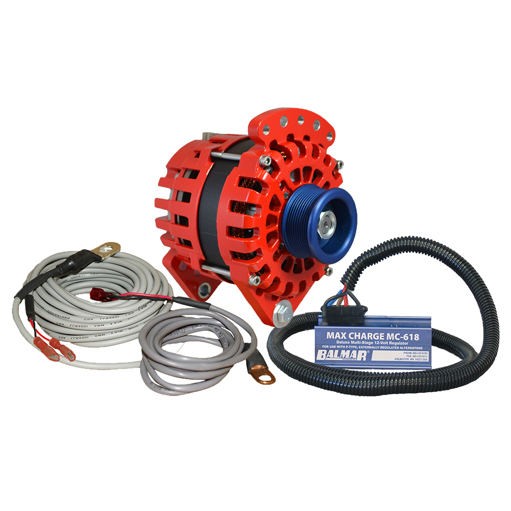 Balmar Alternator 170 AMP Kit 12V 3.15" Dual Foot Saddle J10 Pulley Regulator & Temp Sensor