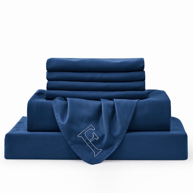 Navy Blue Bambusa 7-Piece Sheet Set