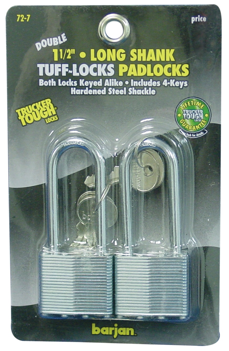 1-1/2" Shank Padlocks W/Keys 2Pk