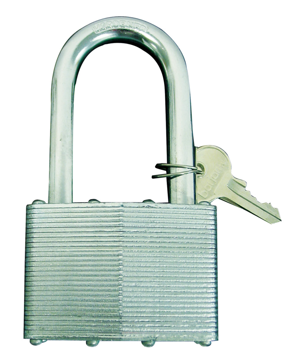 Barjan - 64Mm - 2-1/2" Hardened Steel Shank Padlock With Rust Resistant Laminated Steel Case, Comes With 2 Keys