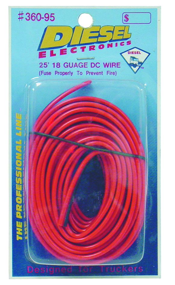 25' 18 GUAGE DC RED/BLACK POWER WIRE (DIESEL)