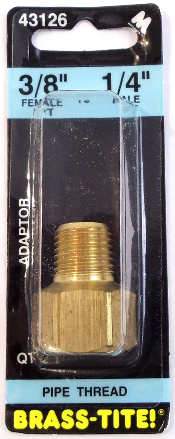 3/8" Female To 1/4" Male Reducing Adaptor (Brass)