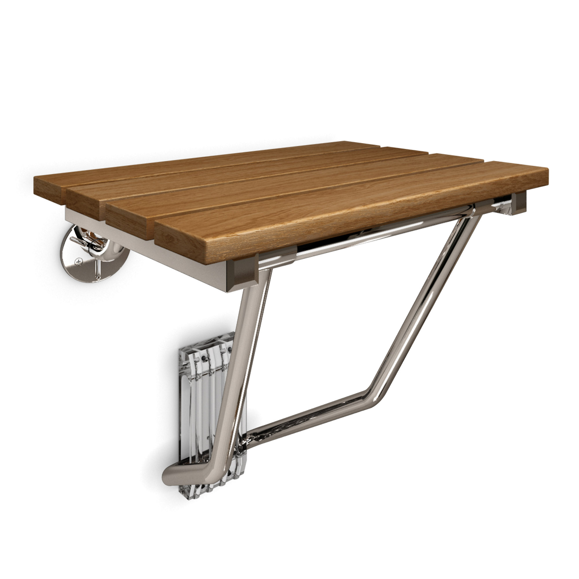 Folding Shower Seat, Natural Teak Wood