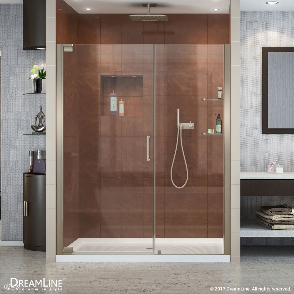 Elegance 59 3/4 to 61 3/4" Frameless Pivot Shower Door, Clear 3/8" Glass Door, Chrome