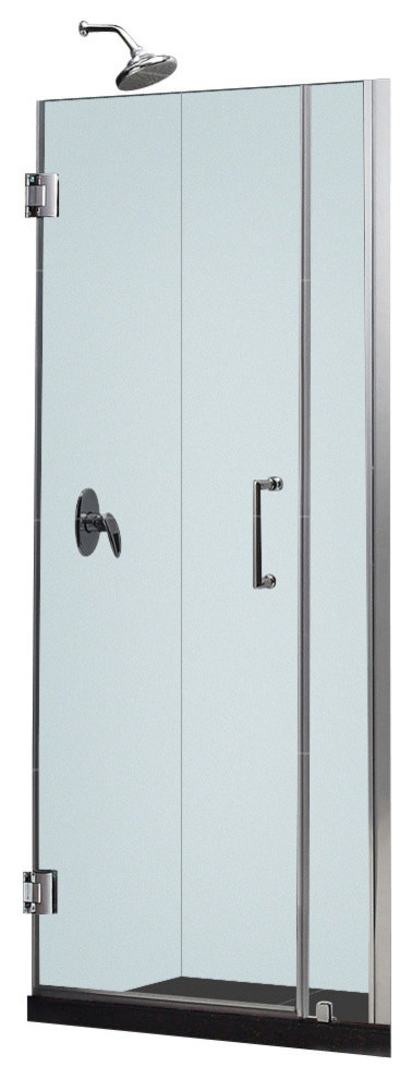 Unidoor 29 to 30" Frameless Hinged Shower Door, Clear 3/8" Glass Door, Chrome