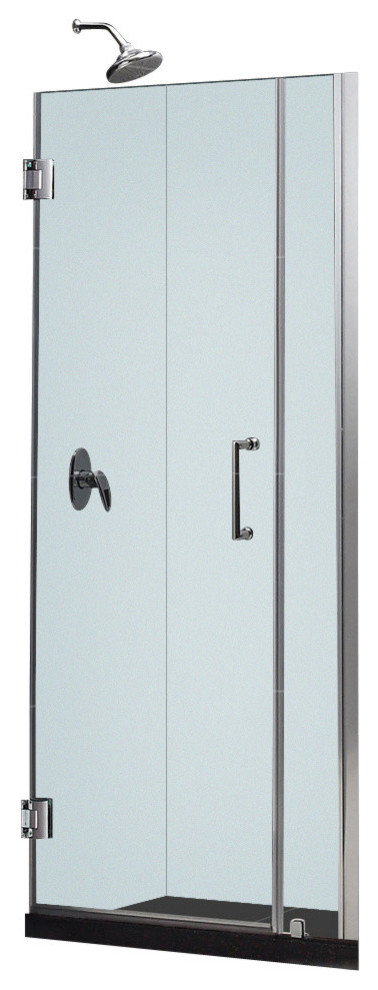 Unidoor 29 to 30" Frameless Hinged Shower Door, Clear 3/8" Glass Door, Brushed Nickel