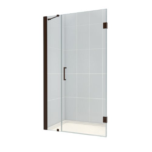 Unidoor 41 to 42" Frameless Hinged Shower Door, Clear 3/8" Glass Door, Oil Rubbed Bronze