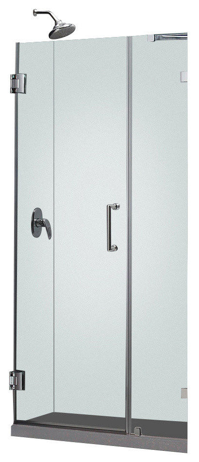 UnidoorLux 37" Frameless Hinged Shower Door Clear 3/8" Glass Door Brushed Nickel