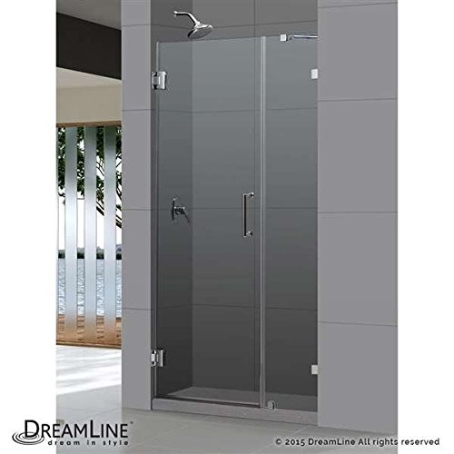 UnidoorLux 39" Frameless Hinged Shower Door Clear 3/8" Glass Door Brushed Nickel