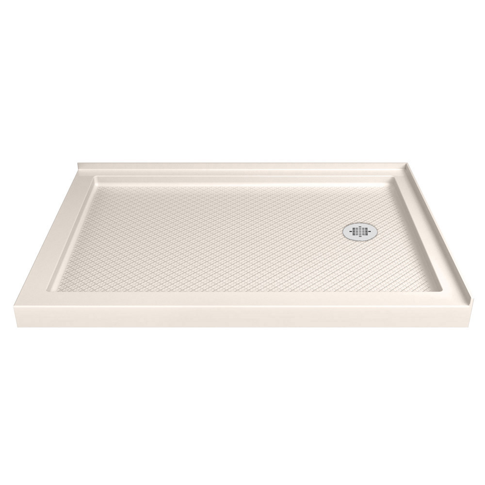 DreamLine SlimLine 36 in. D x 48 in. W x 2 3/4 in. H Right Drain Double Threshold Shower Base in White