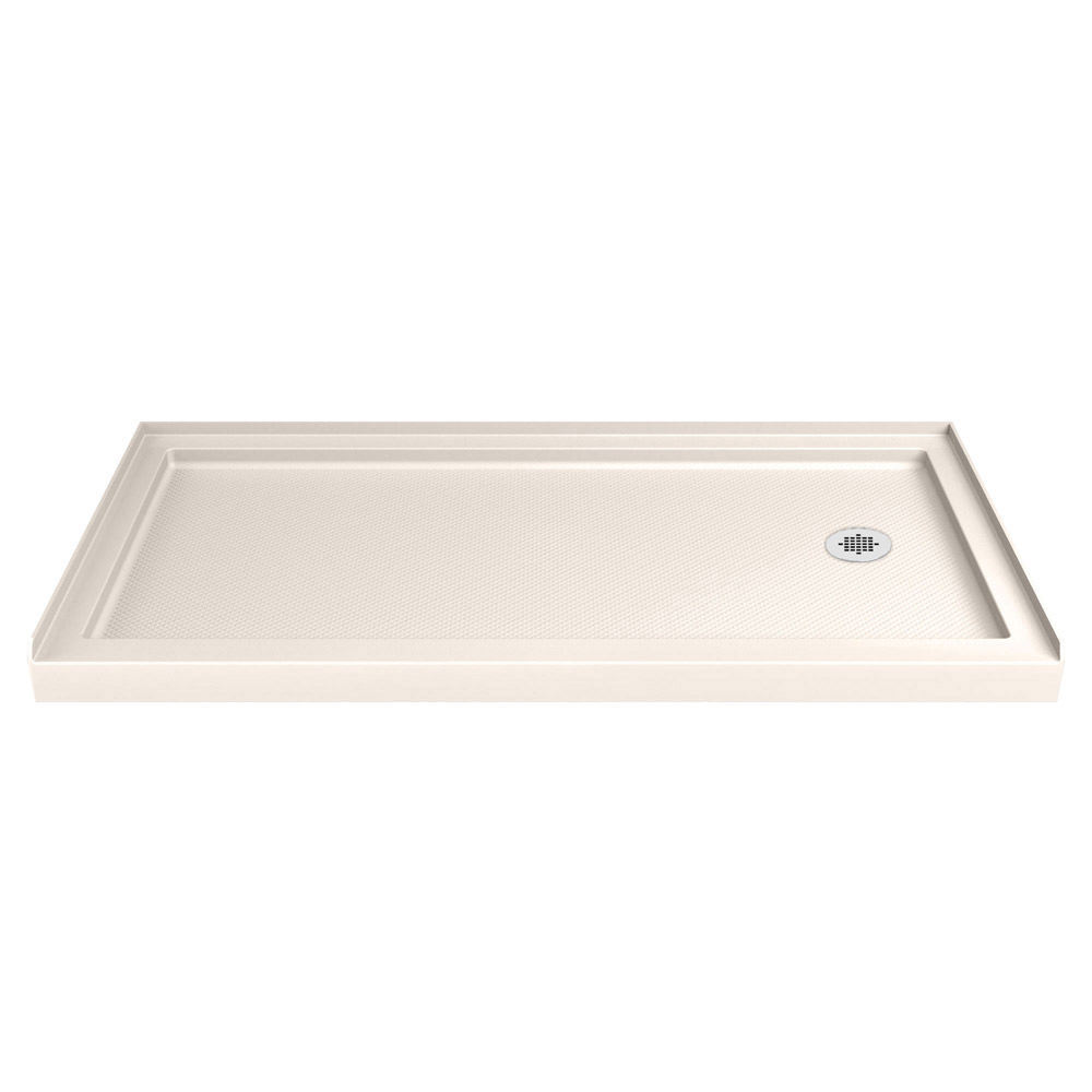 DreamLine SlimLine 32 in. D x 60 in. W x 2 3/4 in. H Right Drain Single Threshold Shower Base in White