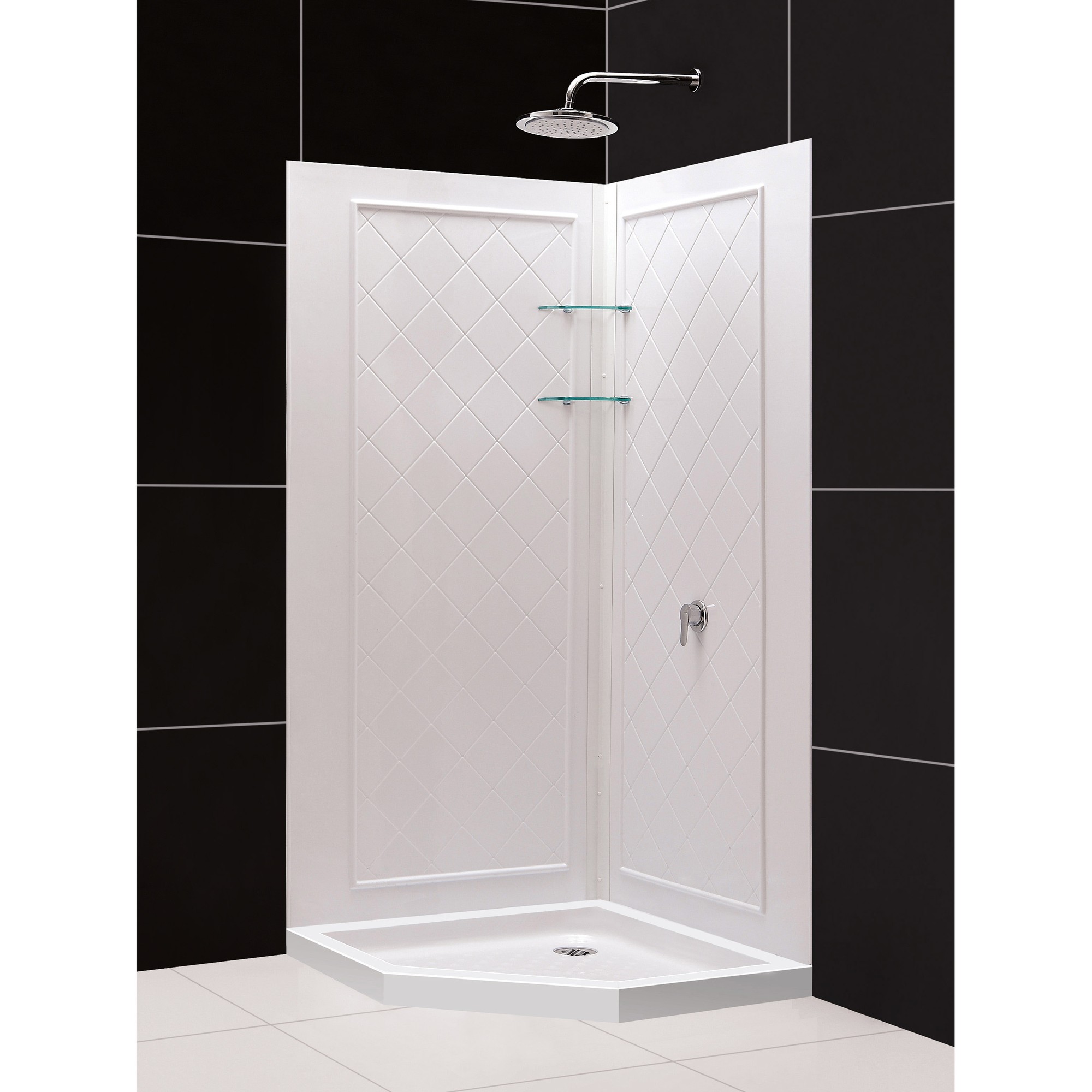 SlimLine 30" by 60" Single Threshold Shower Base and QWALL-3 Shower Backwall Kit